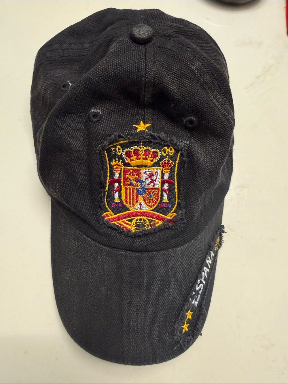 Spain Black Baseball Cap with Embroidered Spain Crest